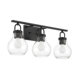 Naya 3 Light Vanity 24", Matte Black and Clear Glass