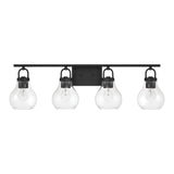 Naya 4 Light Vanity 34", Matte Black and Clear Glass