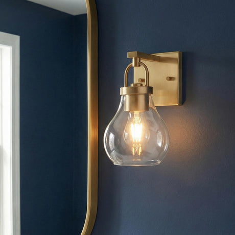 Naya Vanity Wall Sconce, Satin Brass and Clear Glass