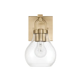 Naya Vanity Wall Sconce, Satin Brass and Clear Glass