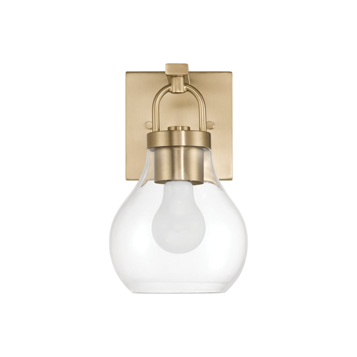 Naya Vanity Wall Sconce, Satin Brass and Clear Glass