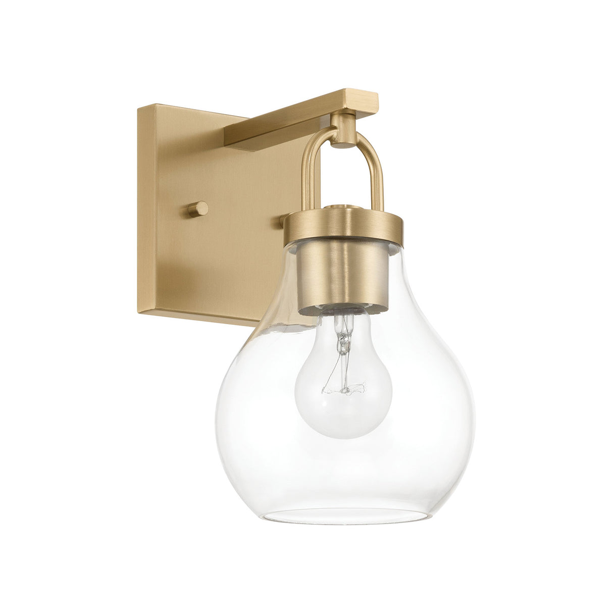 Naya Vanity Wall Sconce, Satin Brass and Clear Glass