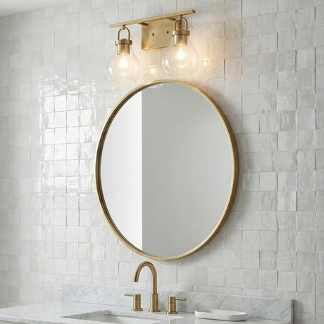 Naya 2 Light Vanity 16", Satin Brass and Clear Glass