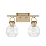 Naya 2 Light Vanity 16", Satin Brass and Clear Glass