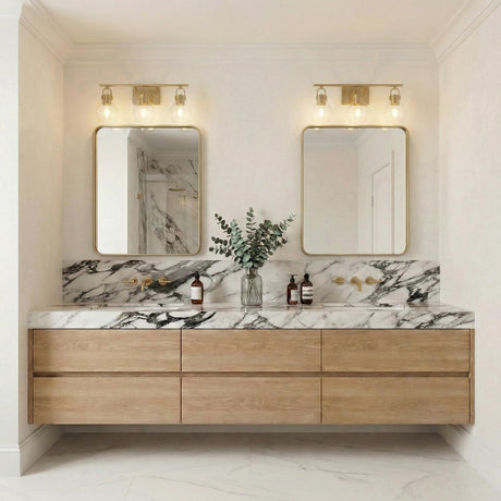 Naya 3 Light Vanity 24", Satin Brass and Clear Glass