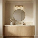 Naya 3 Light Vanity 24", Satin Brass and Clear Glass