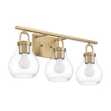 Naya 3 Light Vanity 24", Satin Brass and Clear Glass