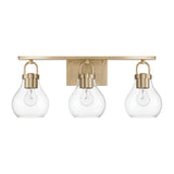 Naya 3 Light Vanity 24", Satin Brass and Clear Glass