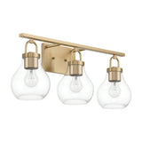 Naya 3 Light Vanity 24", Satin Brass and Clear Glass
