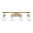 Naya 4 Light Vanity 34", Satin Brass and Clear Glass
