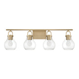 Naya 4 Light Vanity 34", Satin Brass and Clear Glass