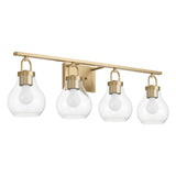 Naya 4 Light Vanity 34", Satin Brass and Clear Glass