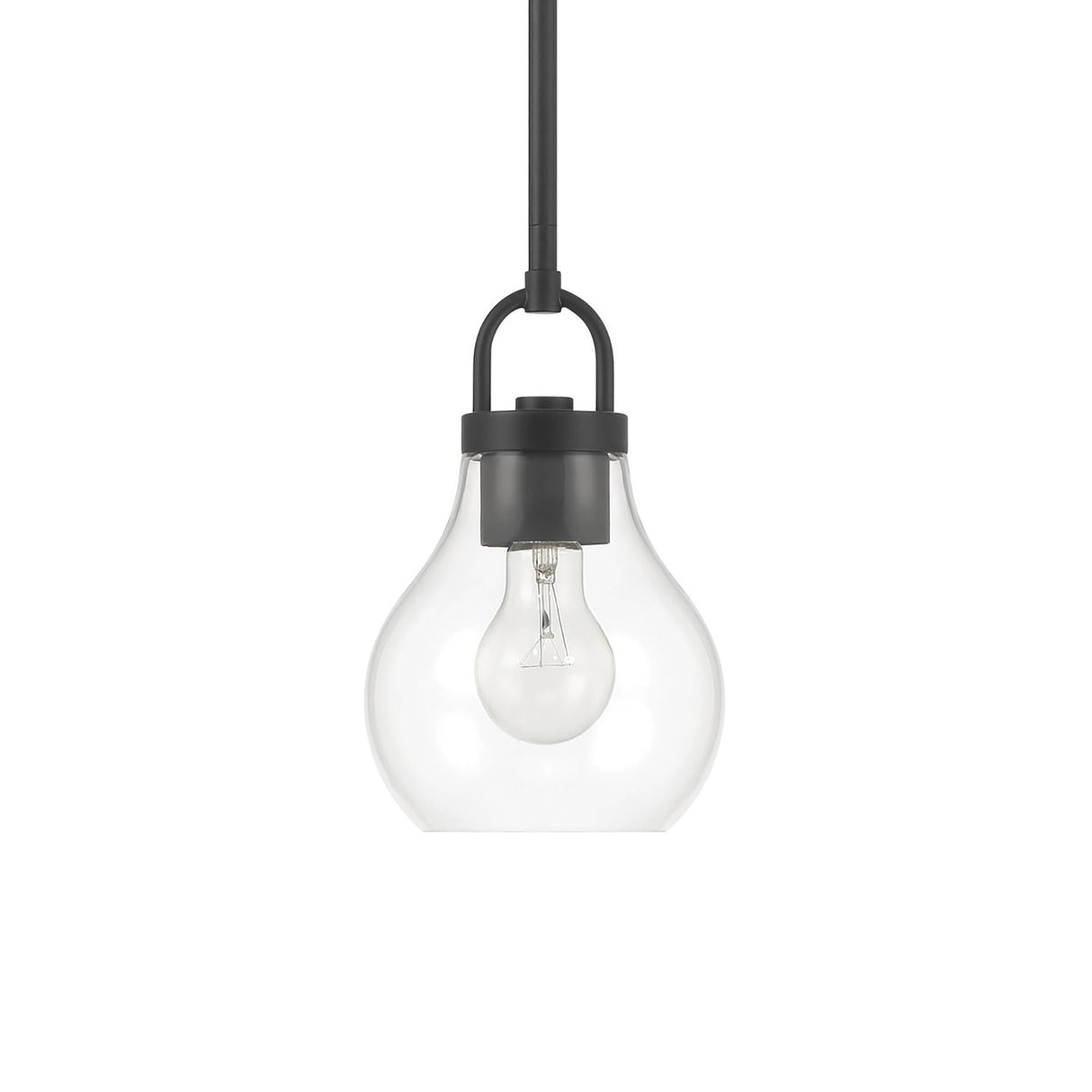 Naya Small Pendant 6", Matte Black and Clear Glass