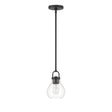 Naya Small Pendant 6", Matte Black and Clear Glass
