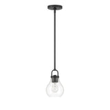 Naya Small Pendant 6", Matte Black and Clear Glass