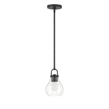 Naya Small Pendant 6", Matte Black and Clear Glass