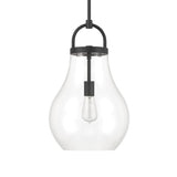 Naya Medium Pendant 12", Matte Black and Clear Glass
