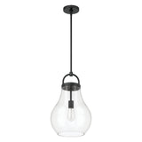 Naya Medium Pendant 12", Matte Black and Clear Glass