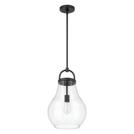 Naya Medium Pendant 12", Matte Black and Clear Glass