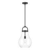 Naya Medium Pendant 12", Matte Black and Clear Glass