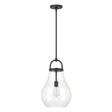 Naya Medium Pendant 12", Matte Black and Clear Glass