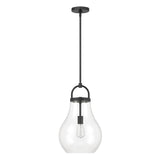 Naya Medium Pendant 12", Matte Black and Clear Glass