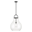 Naya Large Pendant 18", Matte Black and Clear Glass