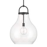 Naya Large Pendant 18", Matte Black and Clear Glass