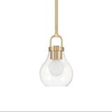 Naya Small Pendant 6", Satin Brass and Clear Glass