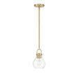 Naya Small Pendant 6", Satin Brass and Clear Glass