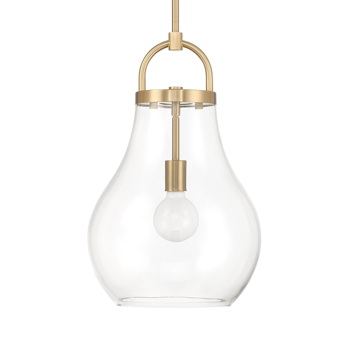 Naya Medium Pendant 12", Satin Brass and Clear Glass