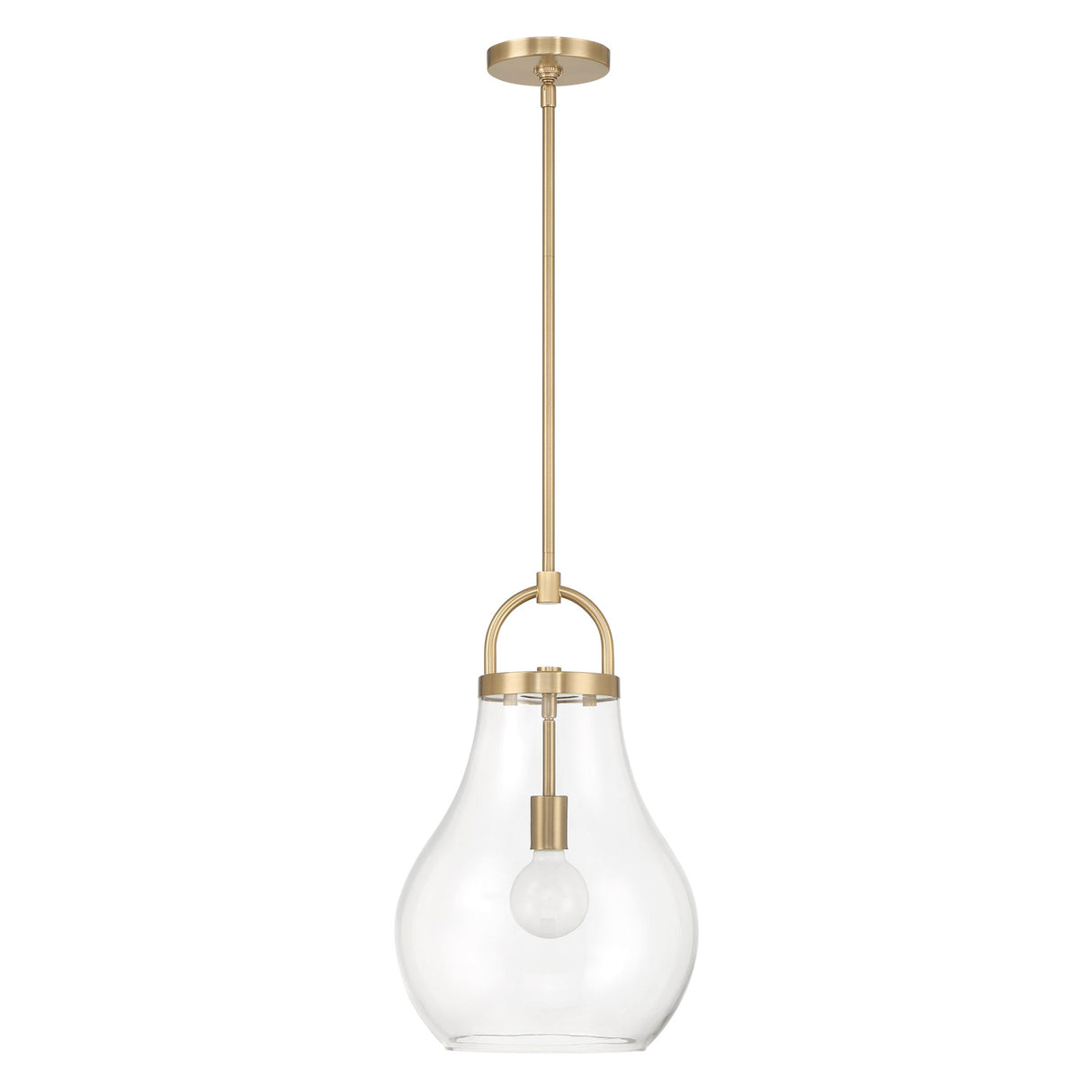 Naya Medium Pendant 12", Satin Brass and Clear Glass