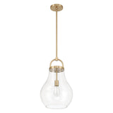 Naya Medium Pendant 12", Satin Brass and Clear Glass