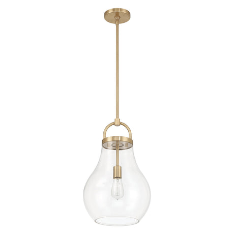 Naya Medium Pendant 12", Satin Brass and Clear Glass
