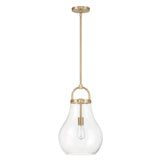 Naya Medium Pendant 12", Satin Brass and Clear Glass