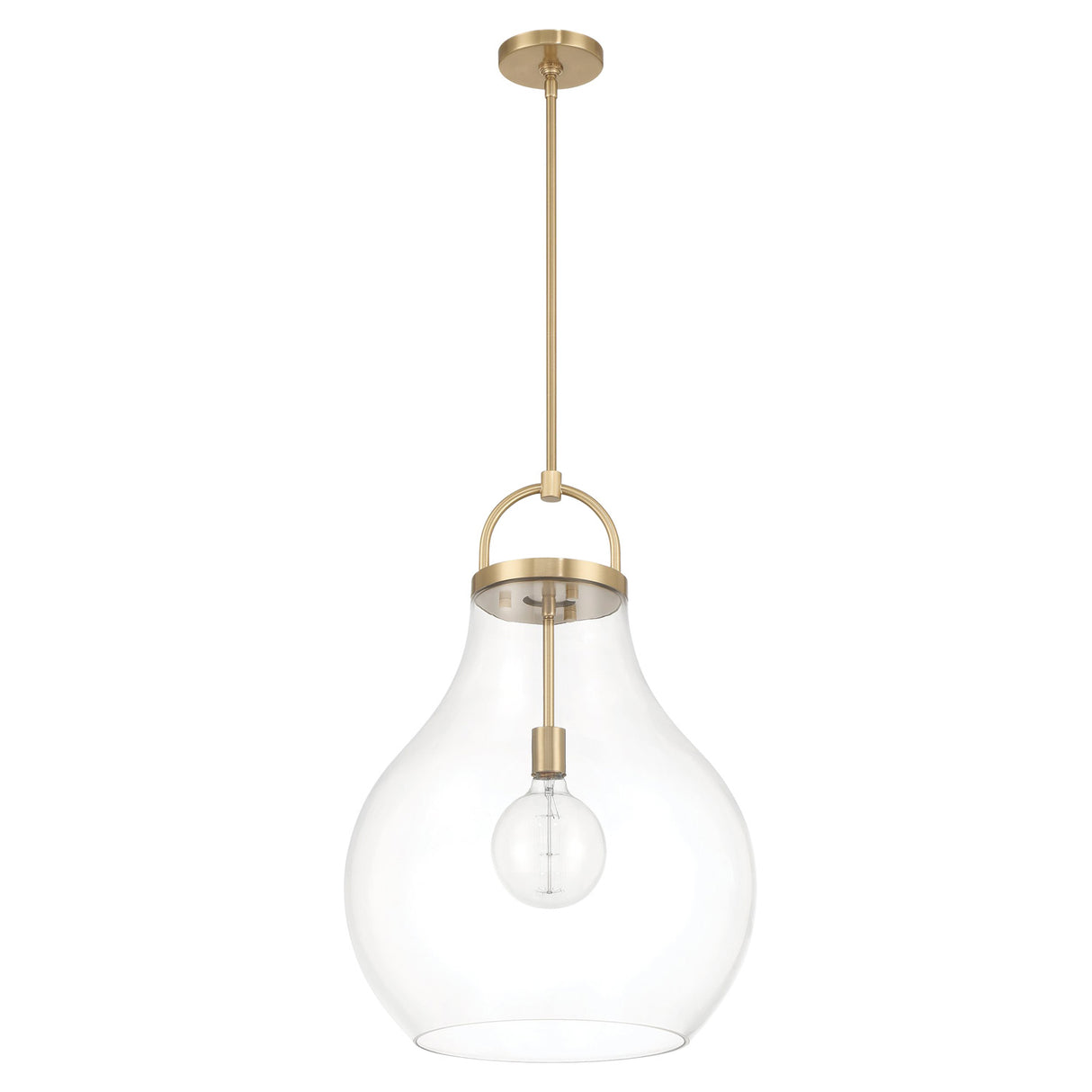 Naya Large Pendant 18", Satin Brass and Clear Glass