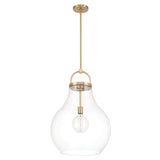 Naya Large Pendant 18", Satin Brass and Clear Glass