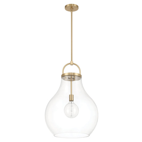 Naya Large Pendant 18", Satin Brass and Clear Glass