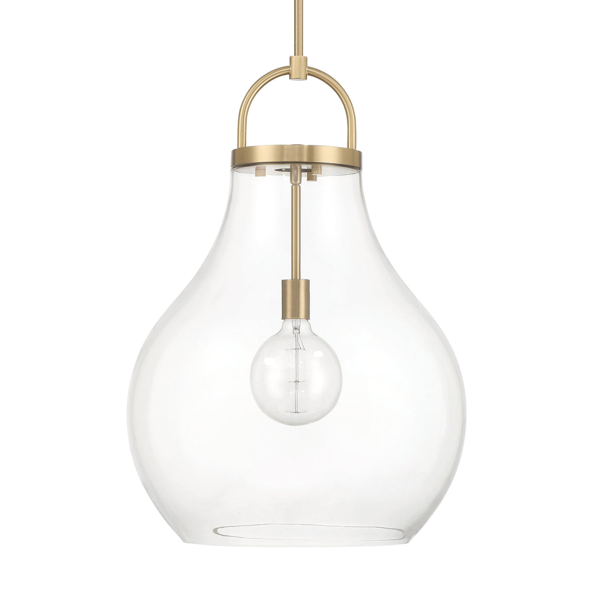 Naya Large Pendant 18", Satin Brass and Clear Glass