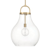 Naya Large Pendant 18", Satin Brass and Clear Glass