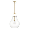Naya Large Pendant 18", Satin Brass and Clear Glass