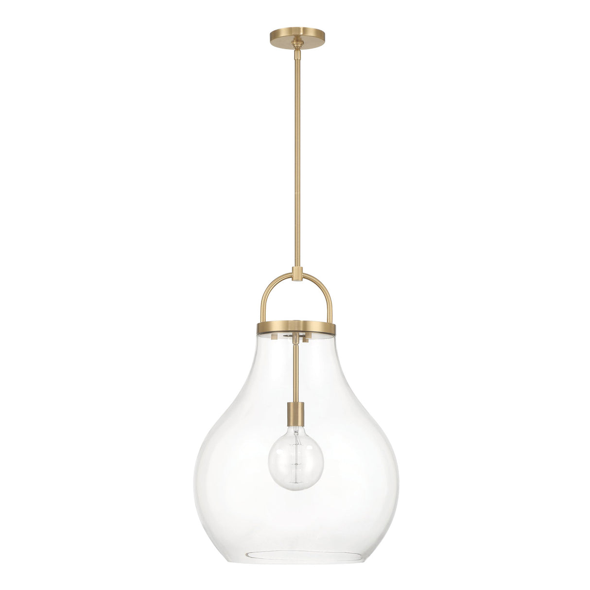 Naya Large Pendant 18", Satin Brass and Clear Glass