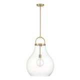 Naya Large Pendant 18", Satin Brass and Clear Glass