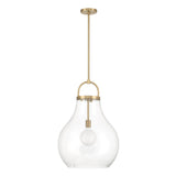 Naya Large Pendant 18", Satin Brass and Clear Glass