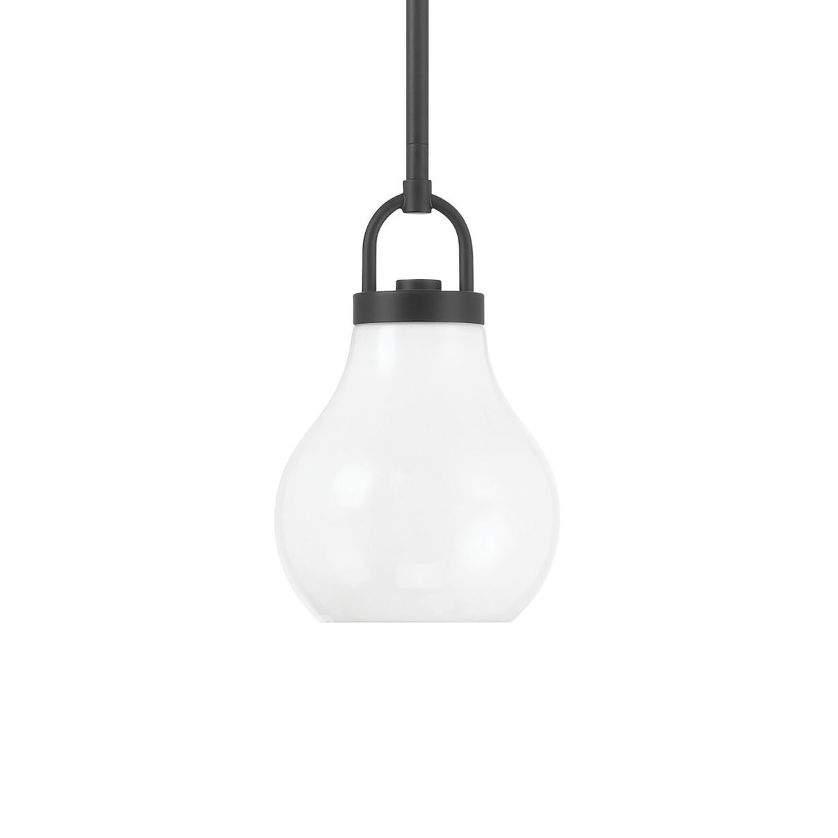 Naya Small Pendant 6", Matte Black and Opal Glass