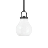 Naya Small Pendant 6", Matte Black and Opal Glass