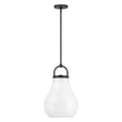 Naya Medium Pendant 12", Matte Black and Opal Glass