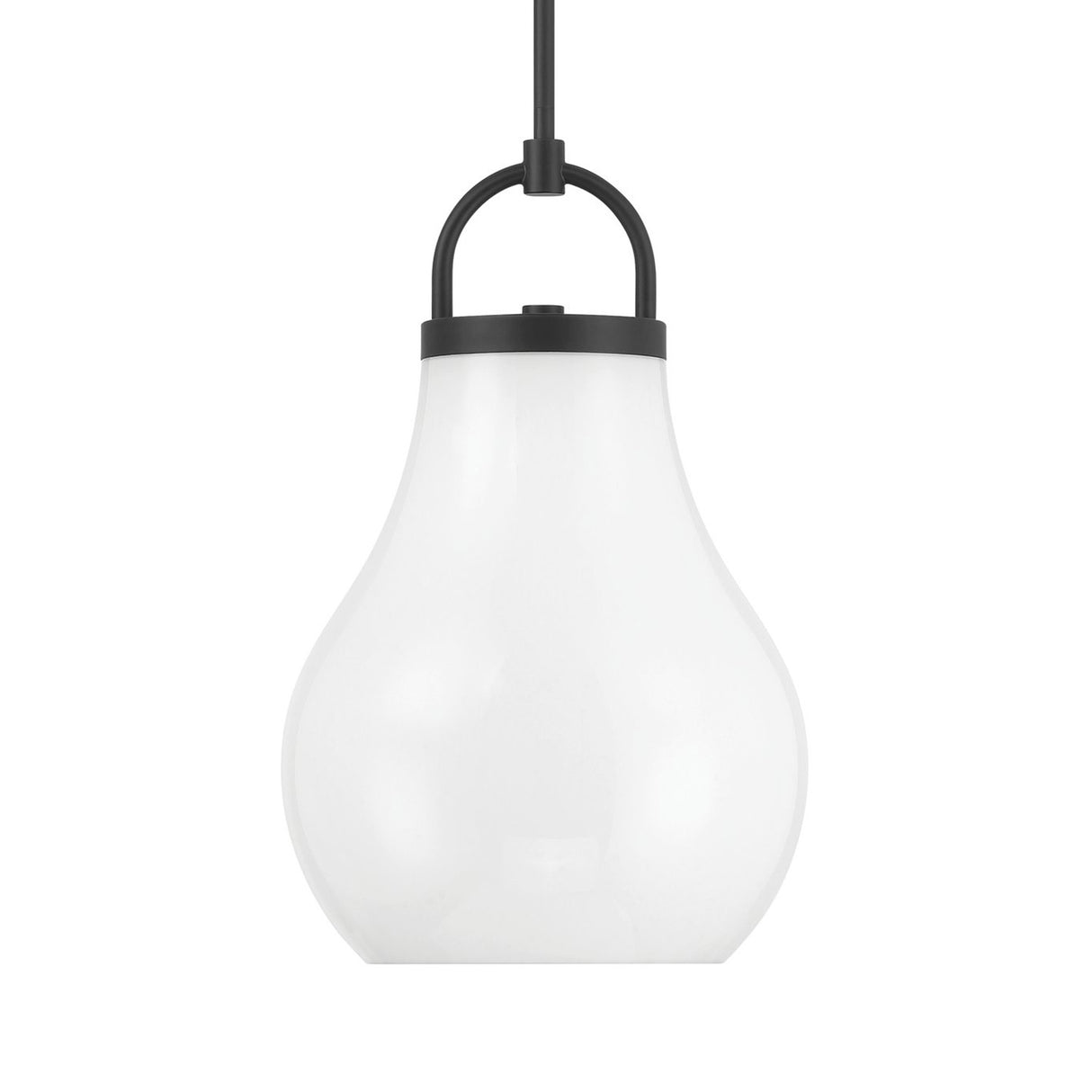 Naya Medium Pendant 12", Matte Black and Opal Glass