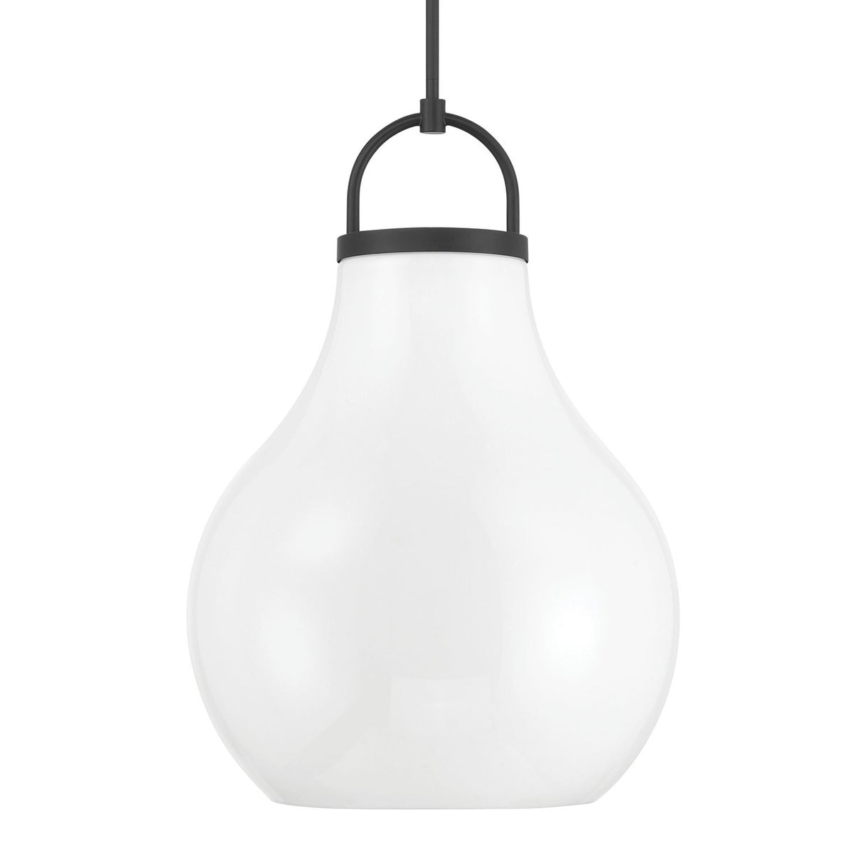 Naya Large Pendant 18", Matte Black and Opal Glass