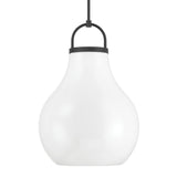 Naya Large Pendant 18", Matte Black and Opal Glass